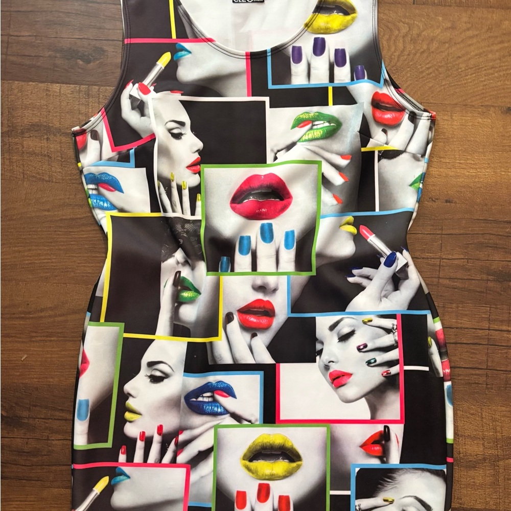 Cleo Multicolor Pop Art Mini Dress 1X